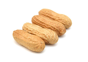 Composition from nuts on the white isolated background 