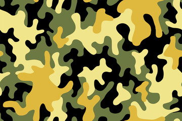 Full seamless khaki camouflage texture pattern vector. Army skin design for textile fabric printing and wallpaper. Design for fashion and home design.