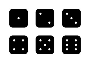 Vector illustration of chance and luck game dices for casino, gamble. Cube icons isolated. Symbol of win, success, lucky bet, risk, fortune. Sign of vegas leisure, fun. Cubes with dot numbers. EPS 10