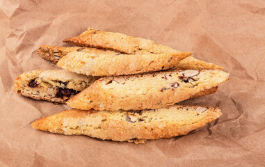 Biscotti on a brown paper