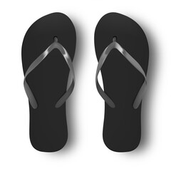 Beach flip flops slippers vector design template. Realistic 3d blank mockup. Beach slippers sign. Monochrome Flip Flops.