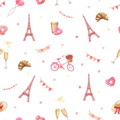 Valentine's day hand-drawn watercolor pattern