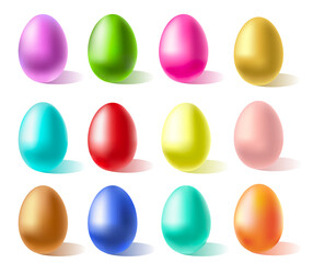 Fototapeta na wymiar Happy Easter.Set of Colorful Easter eggs on a white background. Spring holiday. Vector Illustration.Happy easter eggs