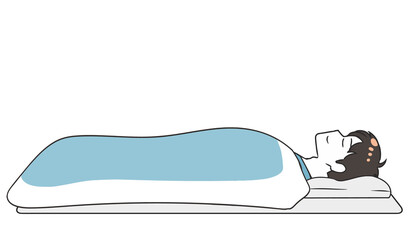 寝る　横向き　布団　男性