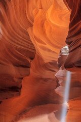 Sunbeam in Upper Antelope Canyon near Page, Arizona, USA