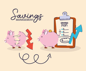 checklist with saving plan in it and saving management lettering