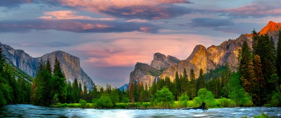 Wandcirkels plexiglas Yosemite Valley in de lente © John