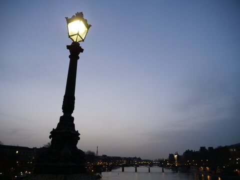 A street lamp in the street of Paris. march 2021.