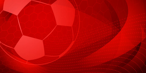 Football or soccer background with big ball in red colors © Olga Moonlight