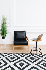 Black leather armchair