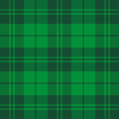 Fototapeta premium St. Patricks day tartan plaid. Scottish pattern in green and dark green cage. Scottish cage. Traditional Scottish checkered background. Seamless fabric texture. Vector illustration