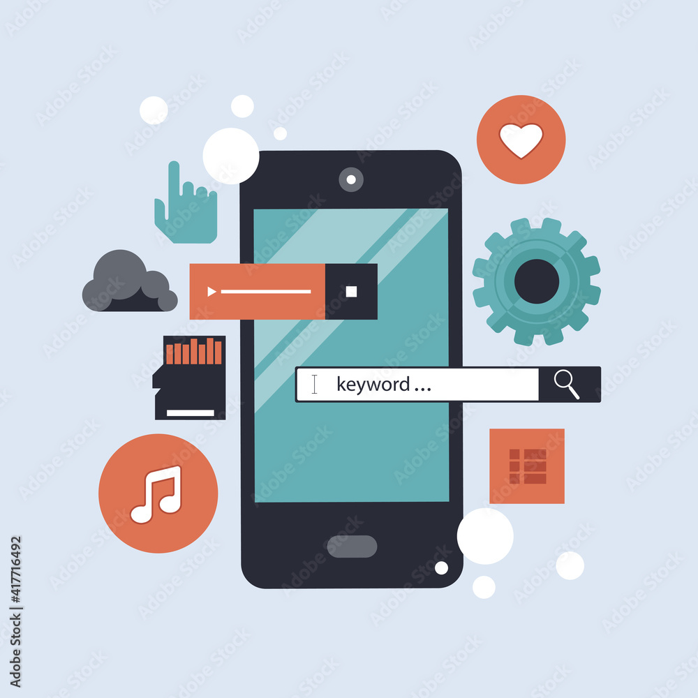 Wall mural mobile application and mobile app development concept. project development and business ideas. flat 