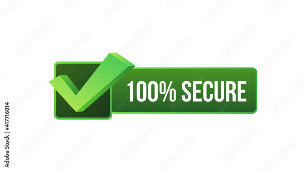 Poster 100 secure grunge icon. badge or button for commerce website. motion graphics.