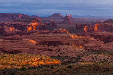 View from atop Hunt's Mesa in Monument Valley Tribal Park of the Navajo Nation, Arizona and Utah.