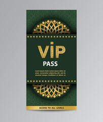 Green VIP pass admission flyer template