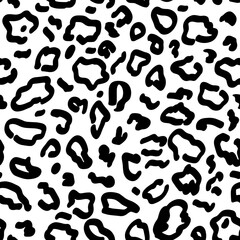 Full Seamless Leopard Pattern Texture Vector. Endless black and white cheetah design for dress fabric print.