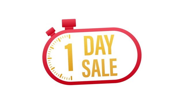 Button with 1 day sale for web site design. Motion graphics.