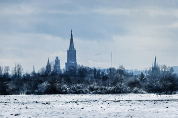 Ulm im Winter (Ulmer Münster) von Neu-Ulm aus gesehen