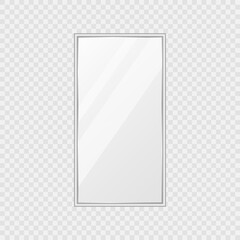 Vector rectangle shiny glass frame isolated on  transparent background. Vector illustration