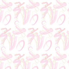 seamless pattern with pink flowers and girl