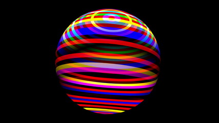 3D illustration of Colorful sphere over black