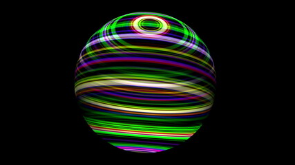 3D illustration of Colorful sphere over black