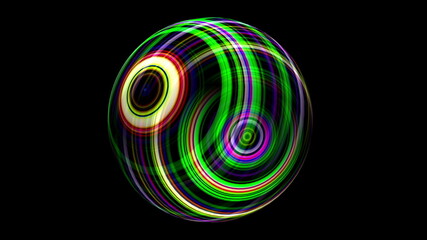 3D illustration of Colorful sphere over black