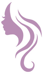 Abstract logo style art of a woman's silhouette. Side profile clipart of a girl with long hair