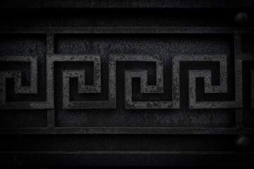 Modern metal gate with wrought iron decor