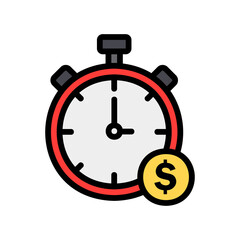 Time is money icon vector illustration in filled line style about marketing and growth for any projects