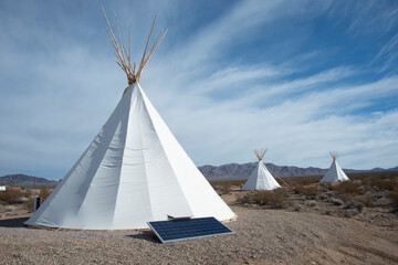 USA, California. Mohave Desert, Nipton, Nipton Inn teepees.  © Danita Delimont