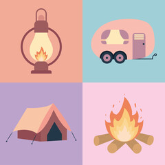 four camping icons