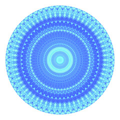 Creative blue points round symbol. Abstract symmetrical logo. Mosaic blue beads. Circle dots modern pixel floral art icon. Blue pattern ornament wheel decorative illustration eps10.