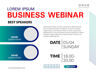 Live webinar invite template. Banner live webinar promotion for social media.
