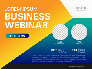 Live webinar invite template. Banner live webinar promotion for social media.
