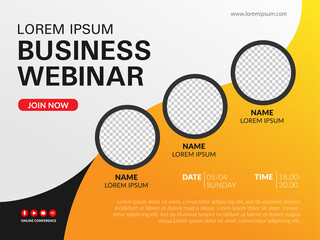 Live webinar invite template. Banner live webinar promotion for social media.
