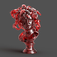 Medusa 3d rendering with snake hair