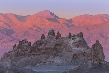 USA, California. Sunset on Trona Pinnacles.