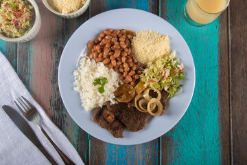 Traditional Brazilian food dish tasty homemade lunch top view - 417726687
