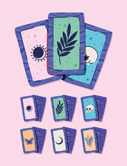 set of esoteric cards on a pink background