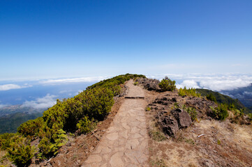 Stunning above the clouds views of Madeira. On the trail to Pico Ruivo. Madeira island, Portugal