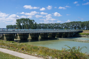 Fototapeta na wymiar Flood prevention dam at Mont St Michael in France