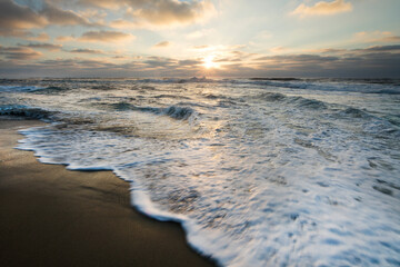 USA, California, La Jolla. Sunset over beach.
