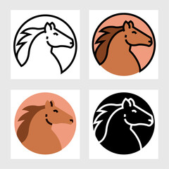 horse icon vector design in filled, thin line, outline and flat style.