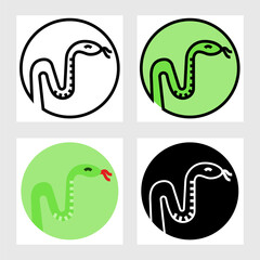 snake icon vector design in filled, thin line, outline and flat style.