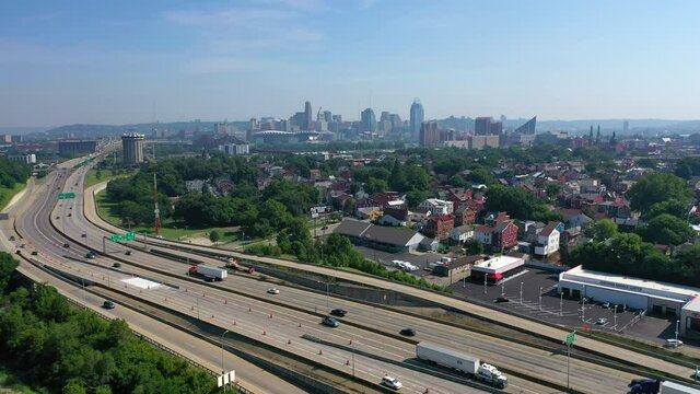 aerial Cincinnati skyline views