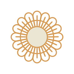 Boho wall hangings, abstract flower shape illustration, bohemian mirror design - Vector