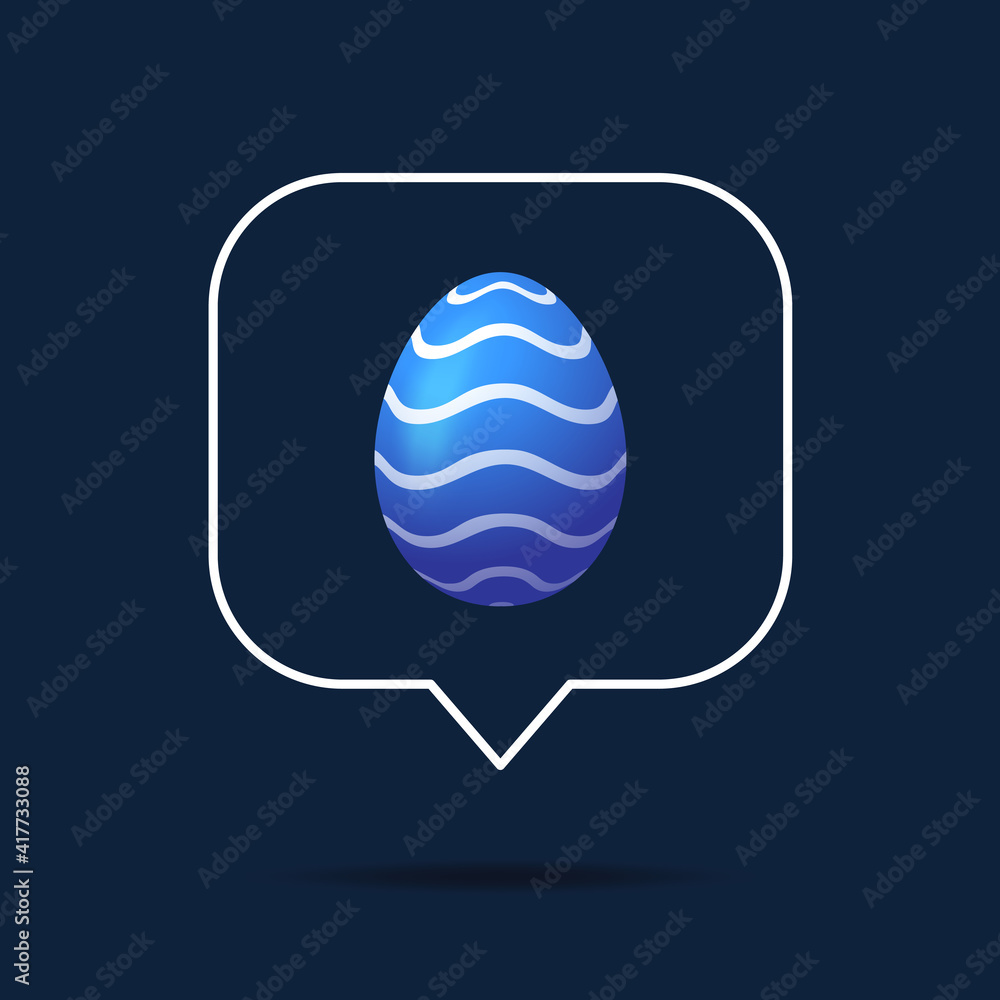 Poster card or flyer easter realistic egg on like counter, comment follower and notification symbol vector 
