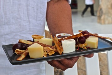Mykonos, Greece. Gourmet cheese served in local taverna. 