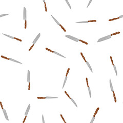 Seamless pattern with kitchen knifes on white background